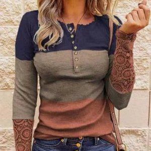 Long sleeve lace cuff shirt